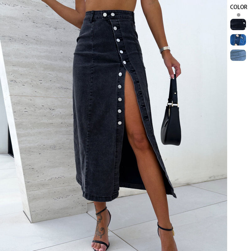 2025 HighWaisted Denim Skirt Chic Asymmetrical and Flattering