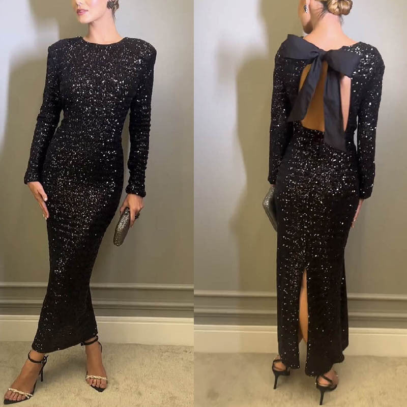 2025 NEW Sexy Sequin Backless Evening Dress  FallWinter 