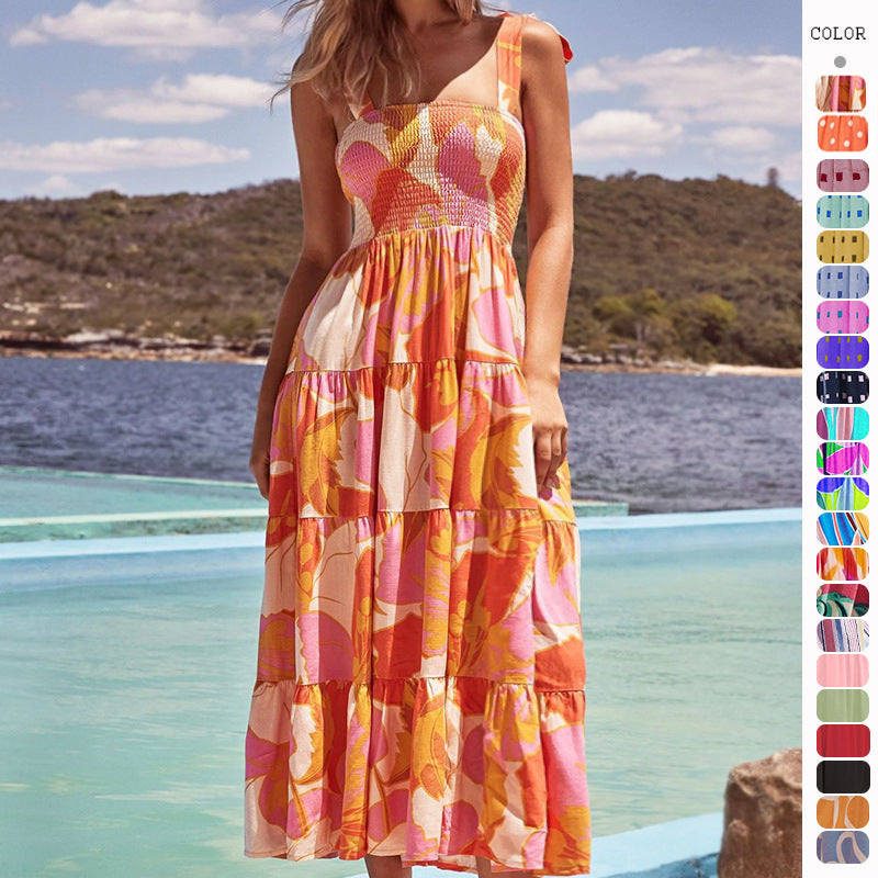 2025 NEW French Chic Sexy Printed Dopamine Dress  Spring 