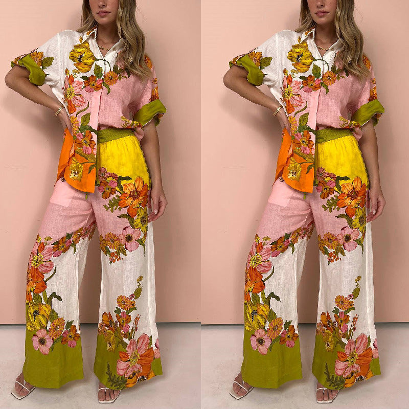2025 NEW Boho Chic Print Top  WideLeg Pants