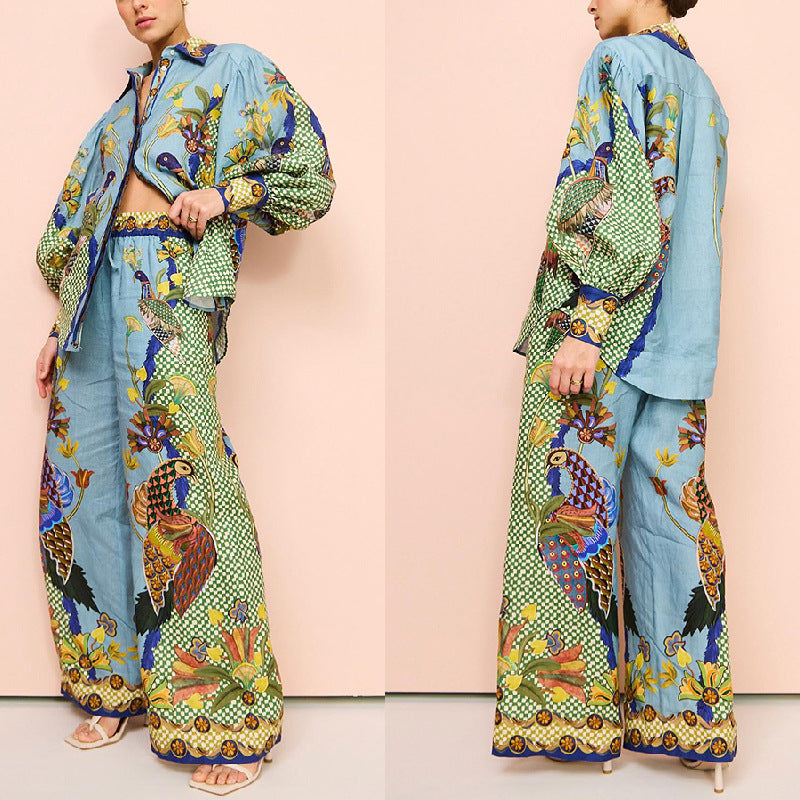 2025 NEW Autumn Chic Print TwoPiece Set European Style